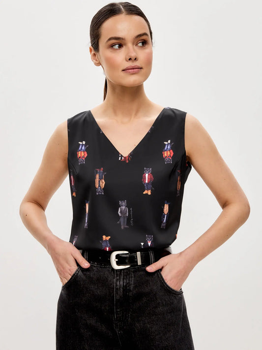 Black silk top cat - Funny Cat Silk top | For Cat Lovers | CAT by maniita lacitta