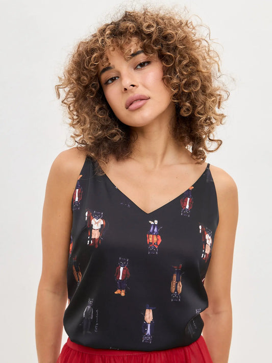 Black silk top cat - Funny Cat Silk top | For Cat Lovers | CAT by maniita lacitta