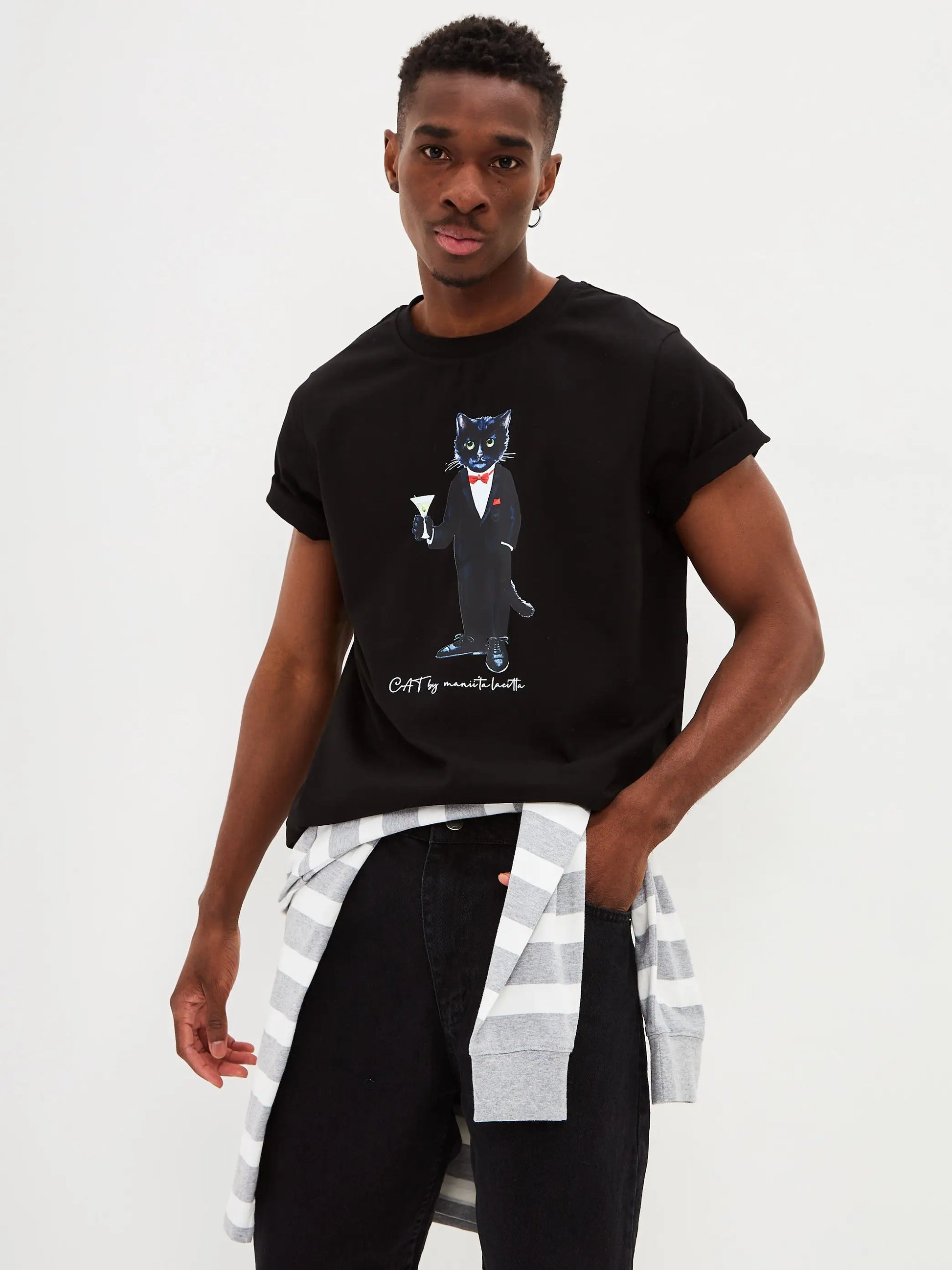 Black t-shirt dandy cat - Funny Cat T-shirt | For Cat Lovers | CAT by maniita lacitta