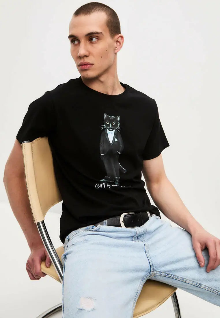Black t-shirt groom cat - Funny Cat T-shirt | For Cat Lovers | CAT by maniita lacitta
