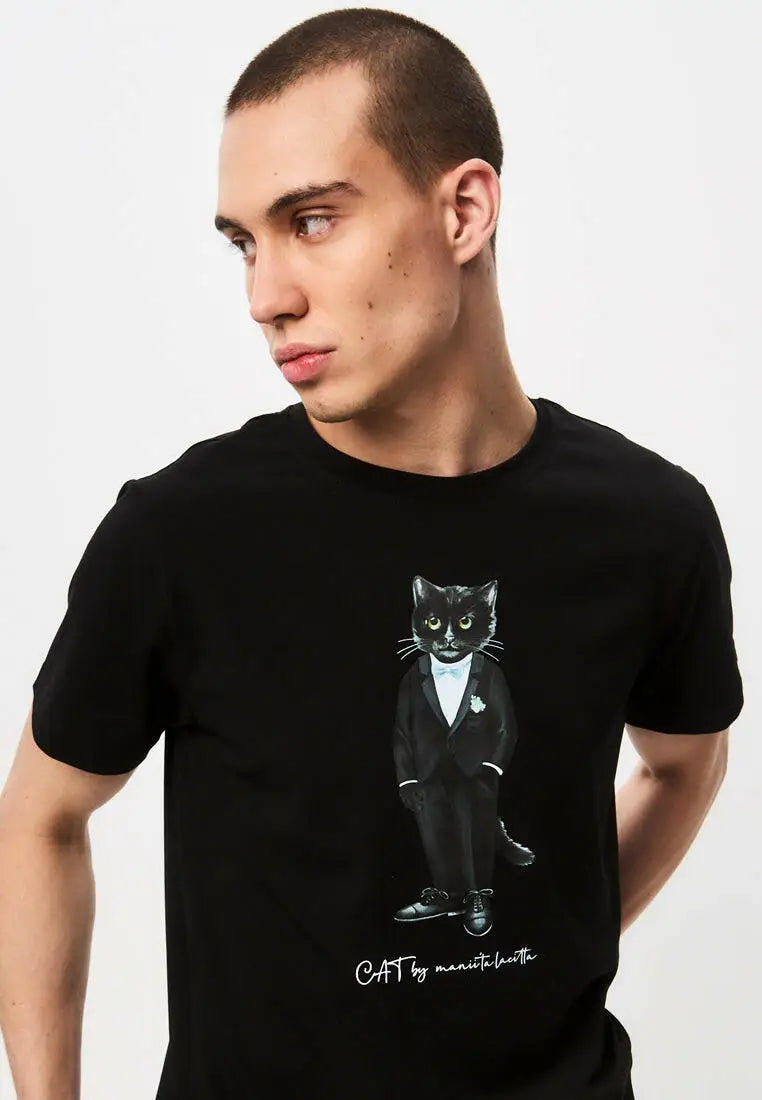 Black t-shirt groom cat - Funny Cat T-shirt | For Cat Lovers | CAT by maniita lacitta
