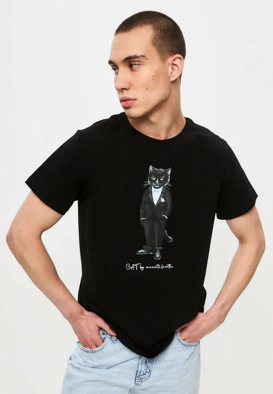Black t-shirt groom cat - Funny Cat T-shirt | For Cat Lovers | CAT by maniita lacitta