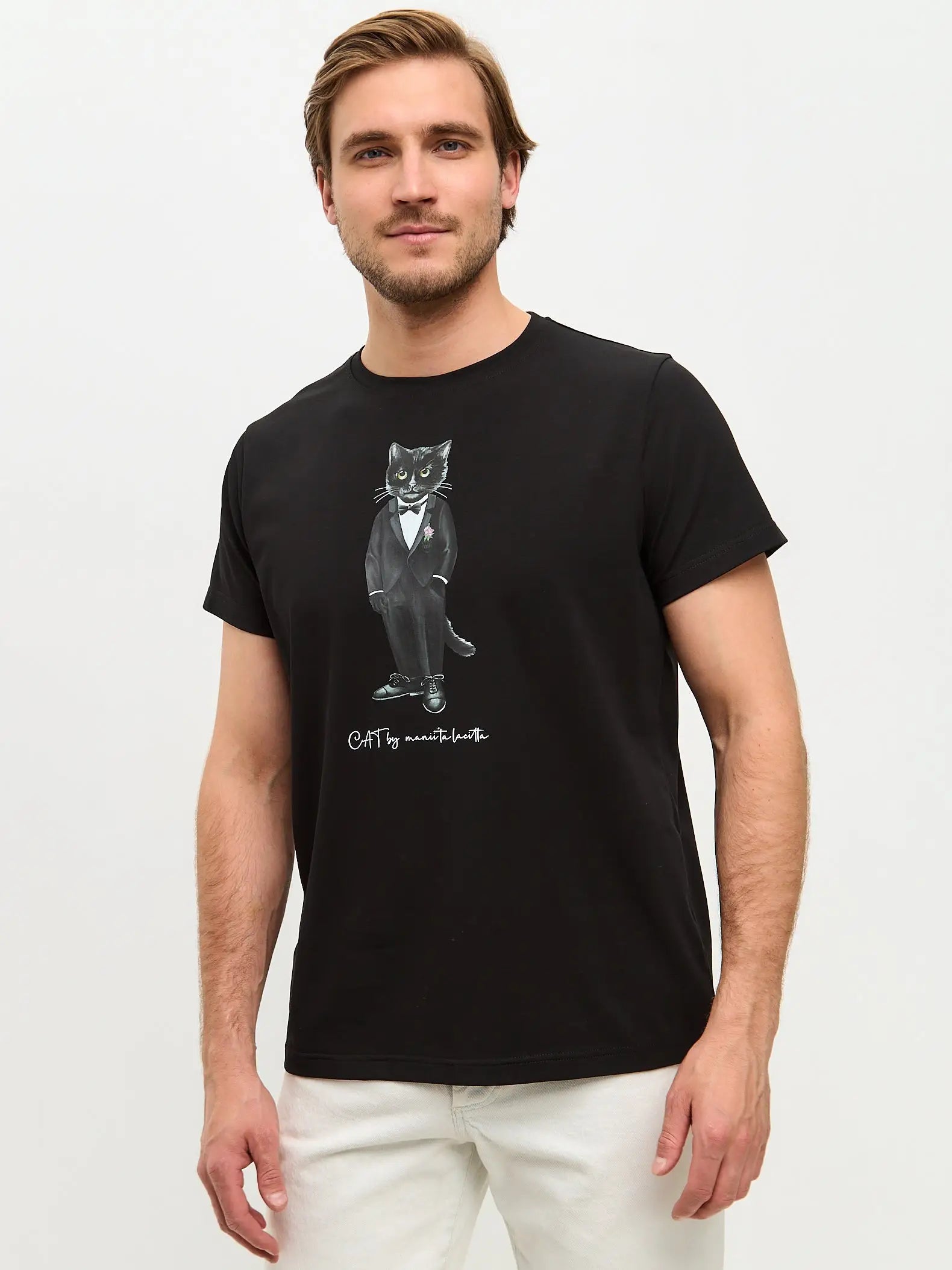 Black t-shirt groom cat - Funny Cat T-shirt | For Cat Lovers | CAT by maniita lacitta