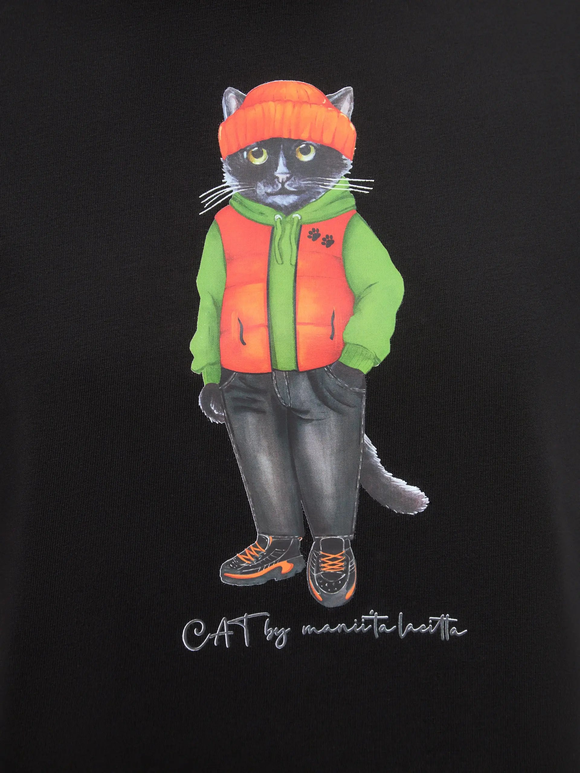 Black t-shirt hoodie cat - Funny Cat T-shirt | For Cat Lovers | CAT by maniita lacitta