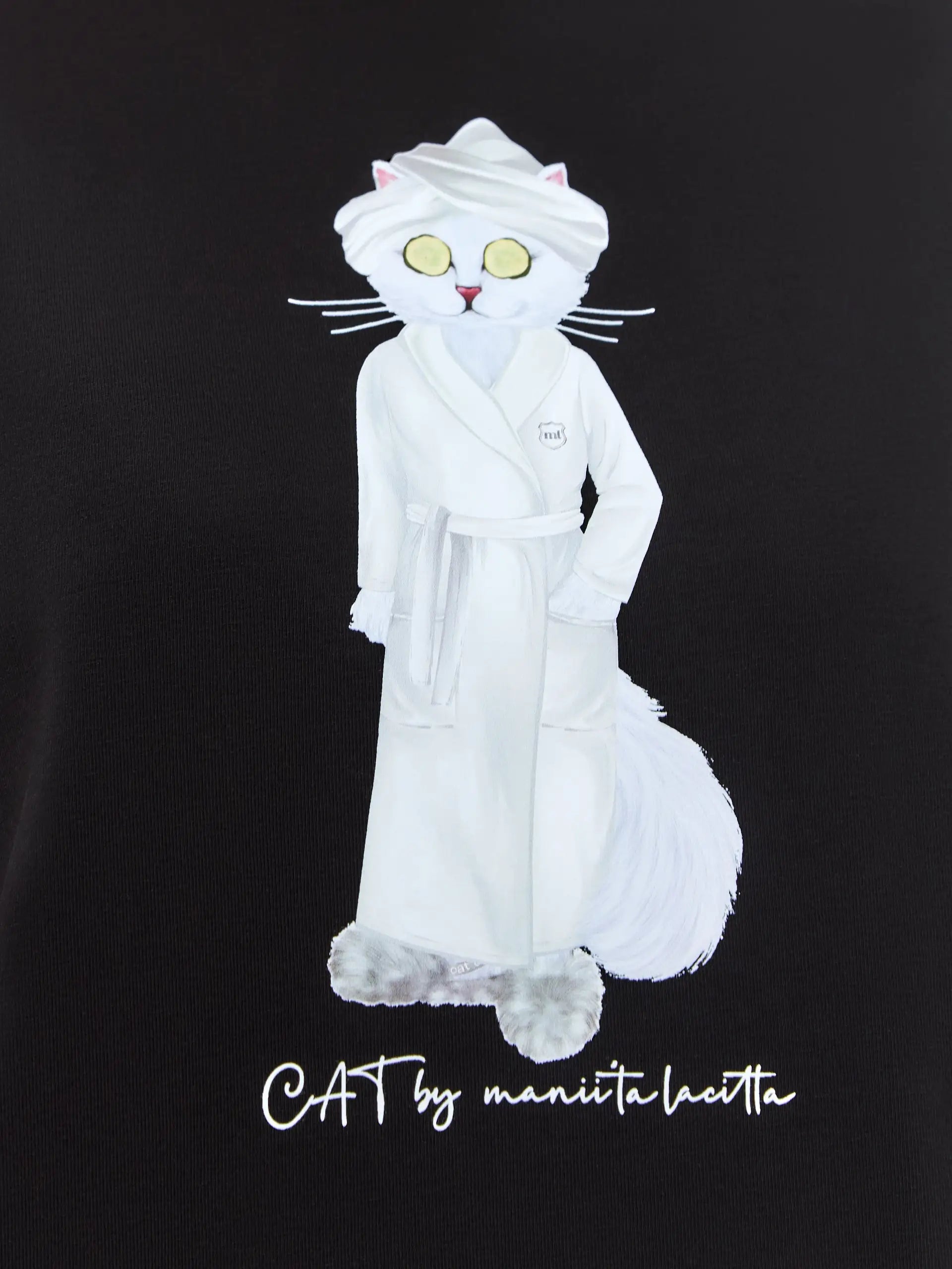 Black t-shirt spa cat - Funny Cat Loungewear | For Cat Lovers | CAT by maniita lacitta