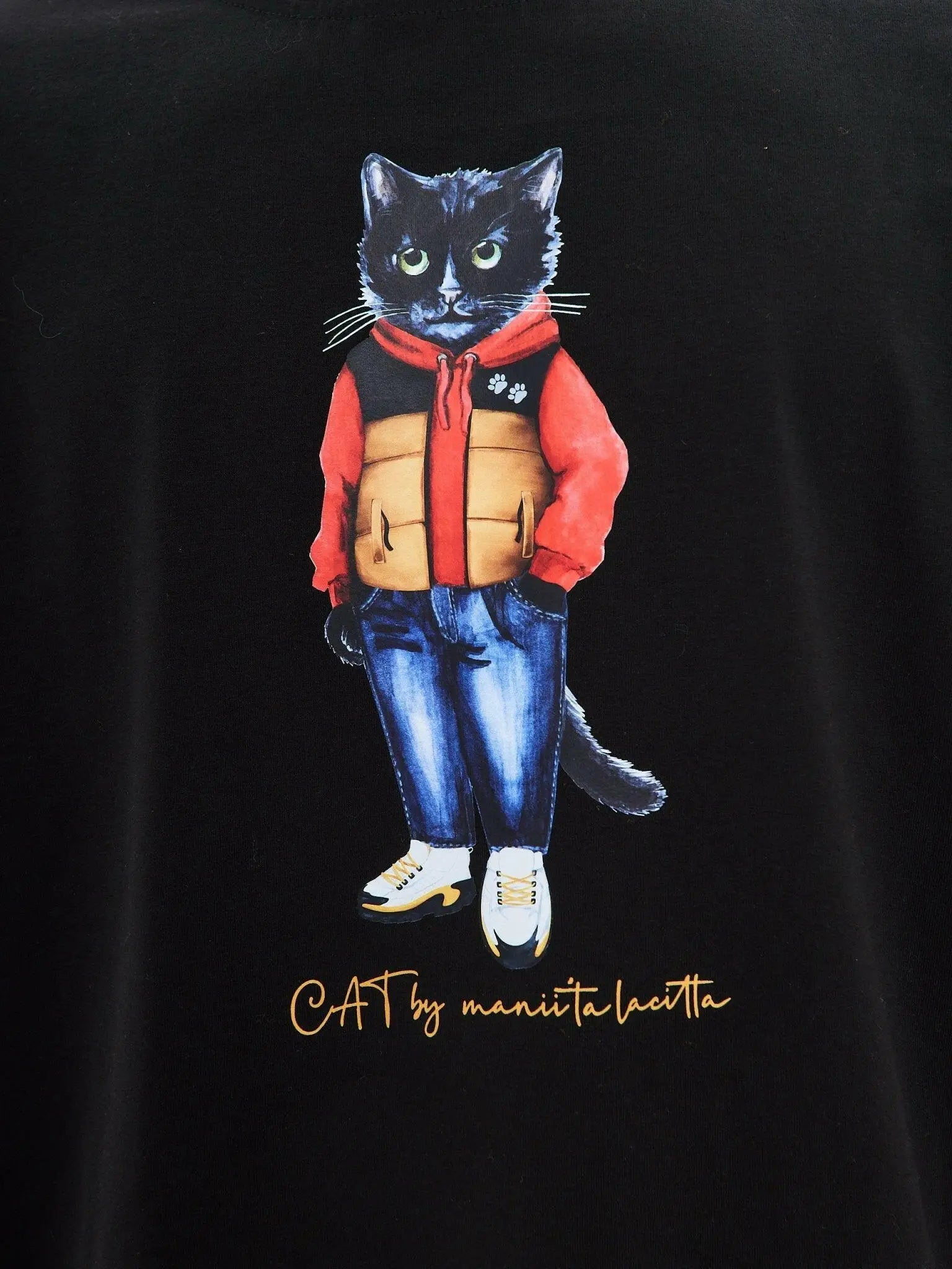 Black t-shirt sport casual cat - Funny Cat T-shirt | For Cat Lovers | CAT by maniita lacitta