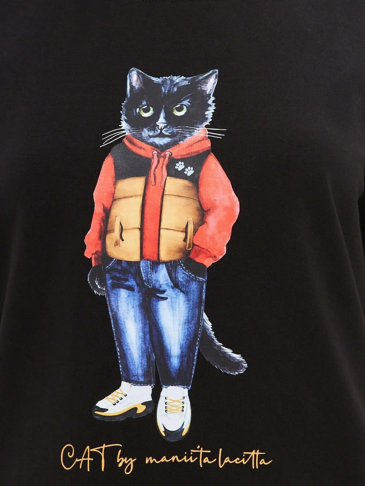 Black t-shirt sport casual cat - Funny Cat T-shirt | For Cat Lovers | CAT by maniita lacitta