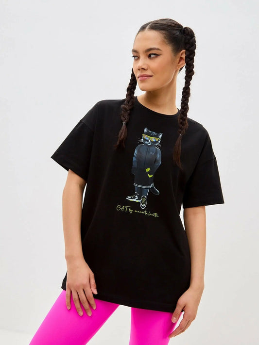 Black t-shirt sport cat - Funny Cat T-shirt | For Cat Lovers | CAT by maniita lacitta