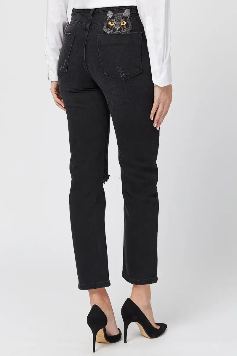 Black women’s jeans - Funny Cat Bottom | For Cat Lovers | CAT by maniita lacitta