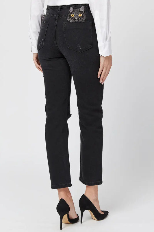 Black women’s jeans - Funny Cat Bottom | For Cat Lovers | CAT by maniita lacitta