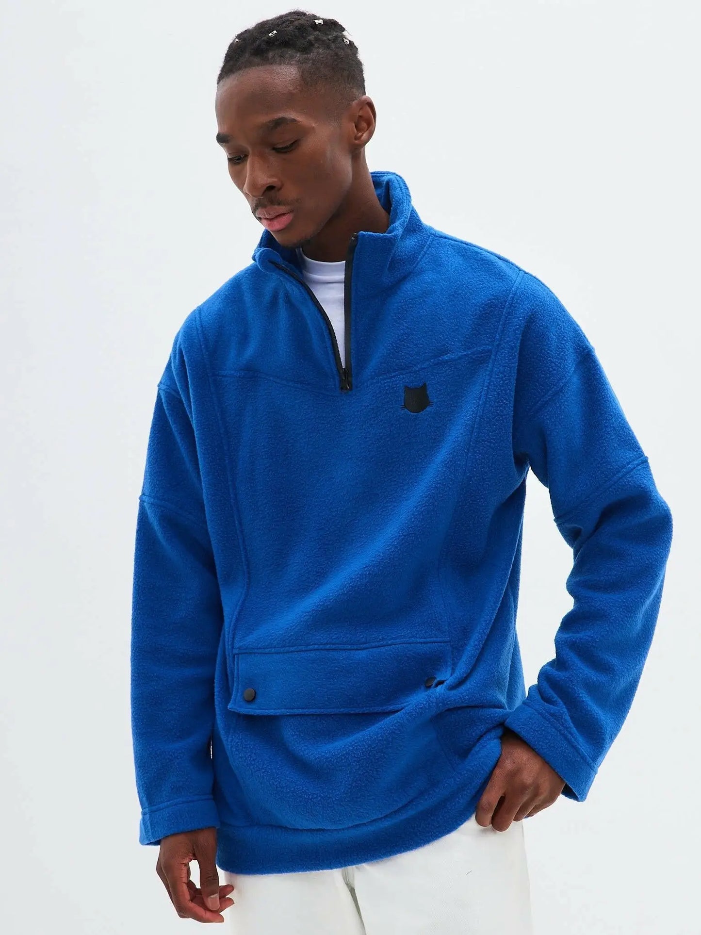 Blue fleece sweatshirt - Funny Cat Fleece (recycled) | For Cat Lovers | CAT by maniita lacitta