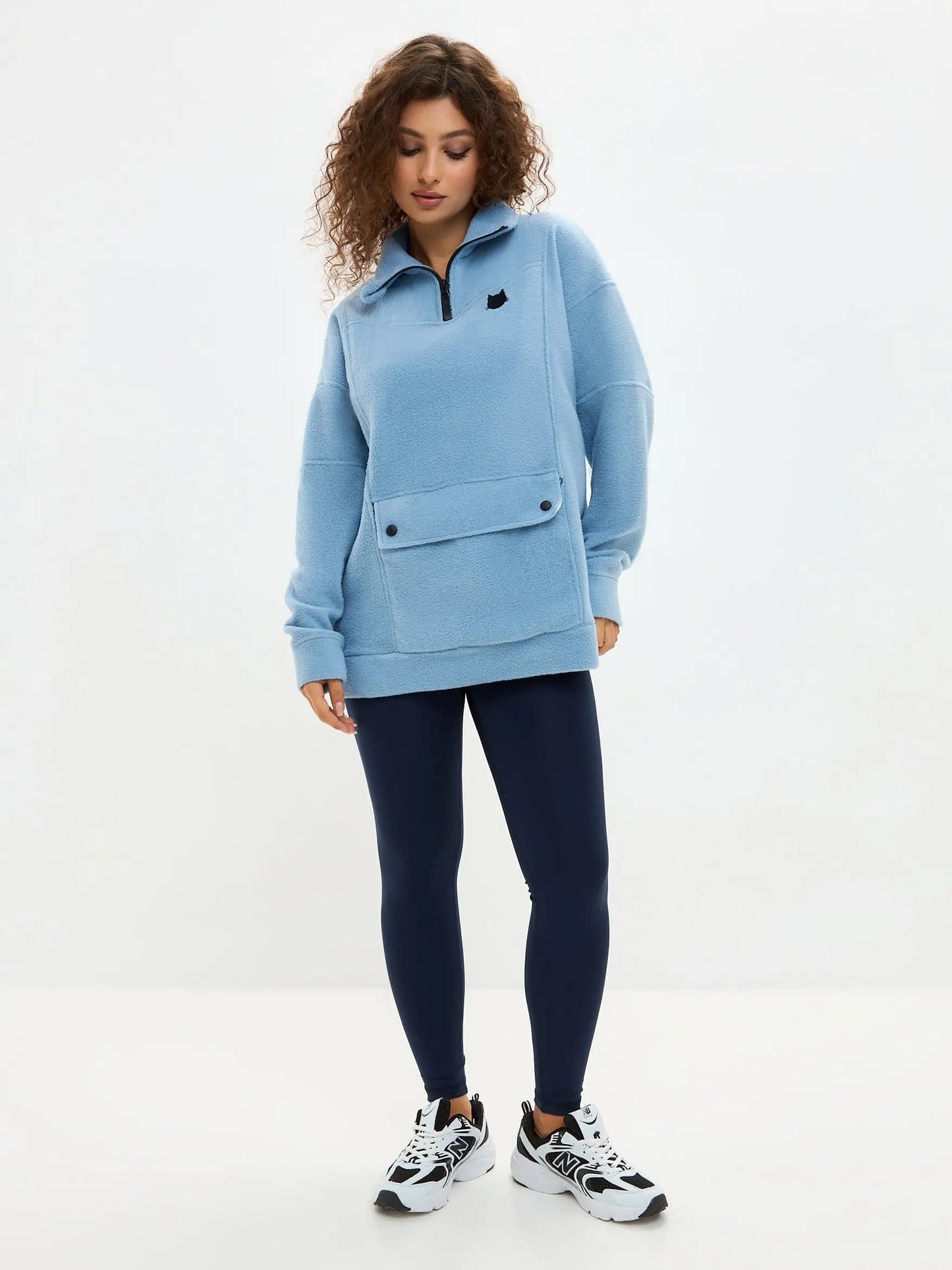 Blue fleece sweatshirt - Funny Cat Fleece (recycled) | For Cat Lovers | CAT by maniita lacitta