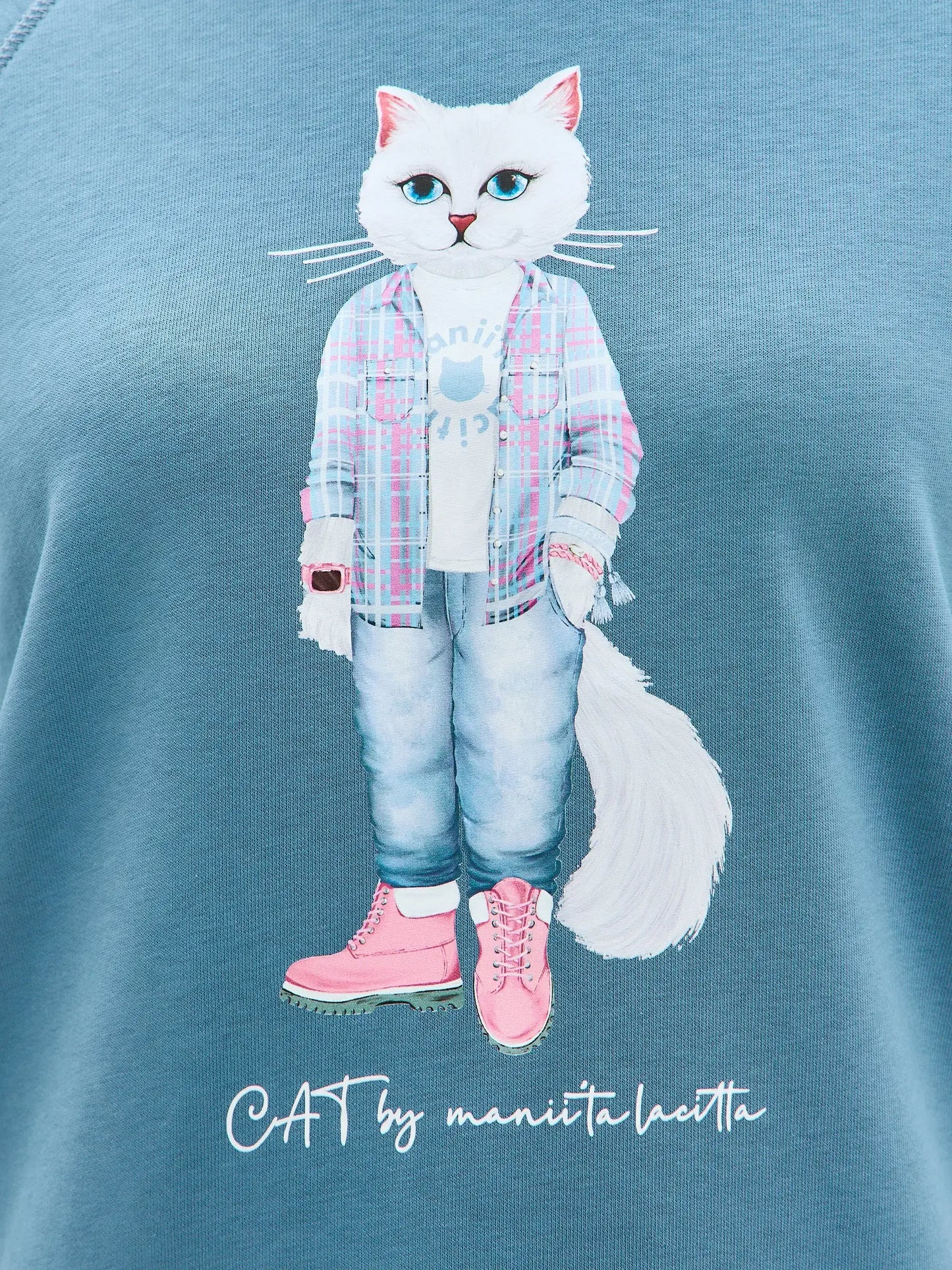 Blue hoodie white country cat - Funny Cat Hoodie & sweatshirt | For Cat Lovers | CAT by maniita