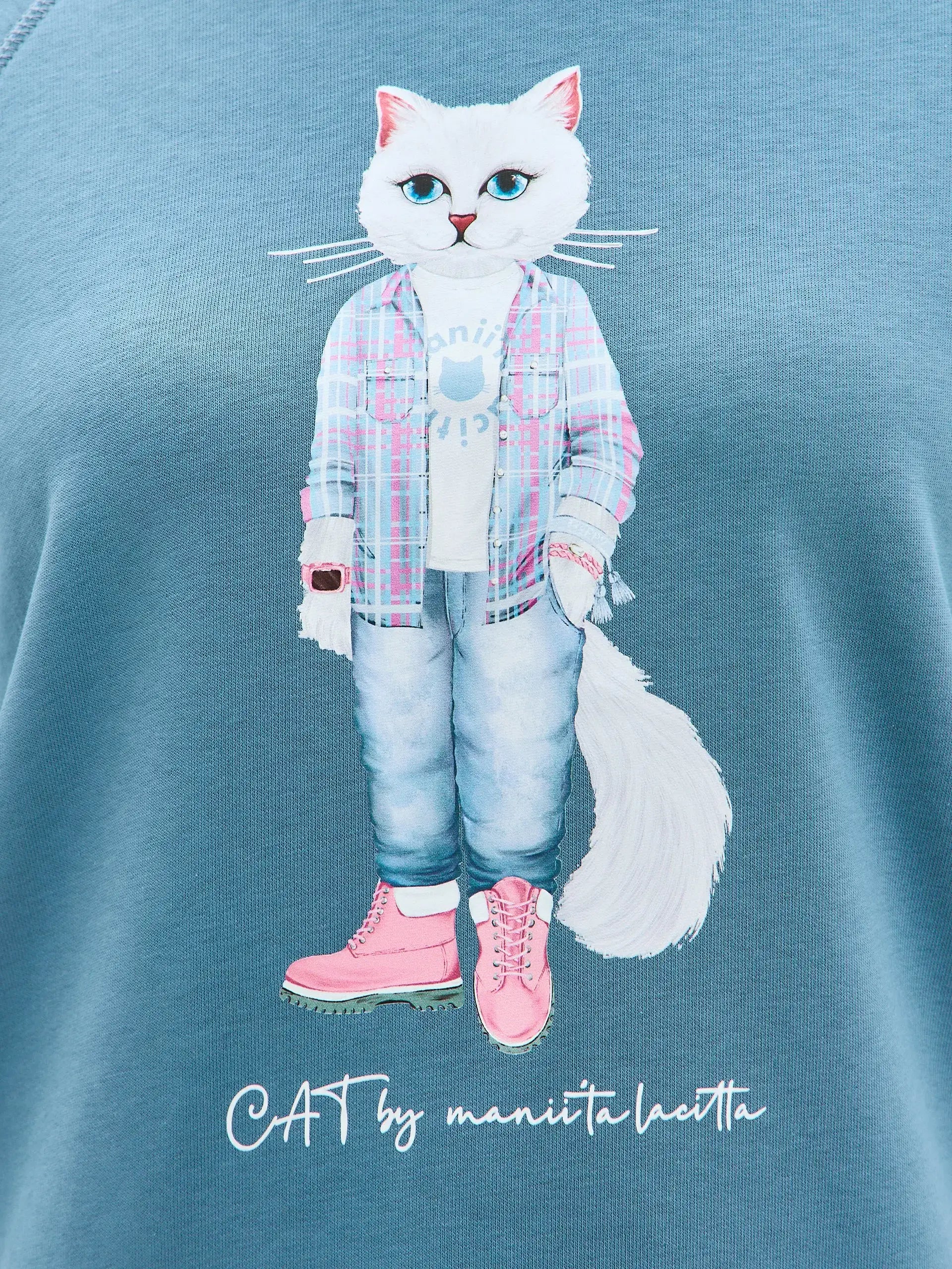 Blue hoodie white country cat - Funny Cat Hoodie & sweatshirt | For Cat Lovers | CAT by maniita