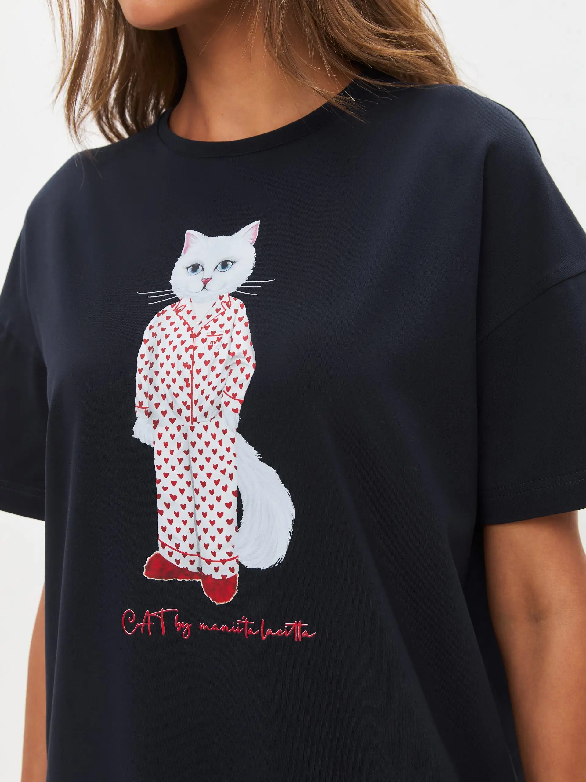 Blue oversized t-shirt pajamas cat - Funny Cat Loungewear | For Cat Lovers | CAT by maniita lacitta
