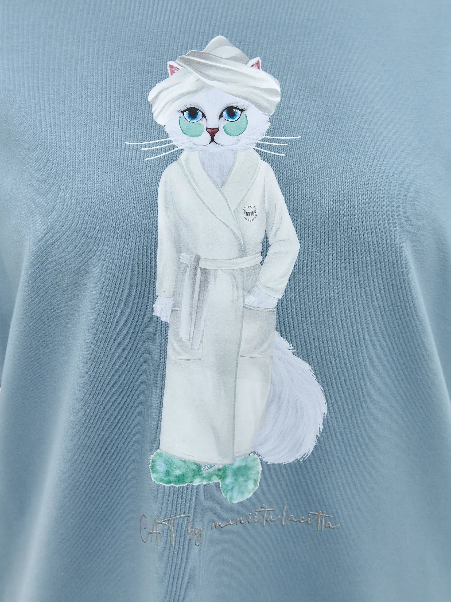 Blue oversized t-shirt spa cat - Funny Cat Loungewear | For Cat Lovers | CAT by maniita lacitta