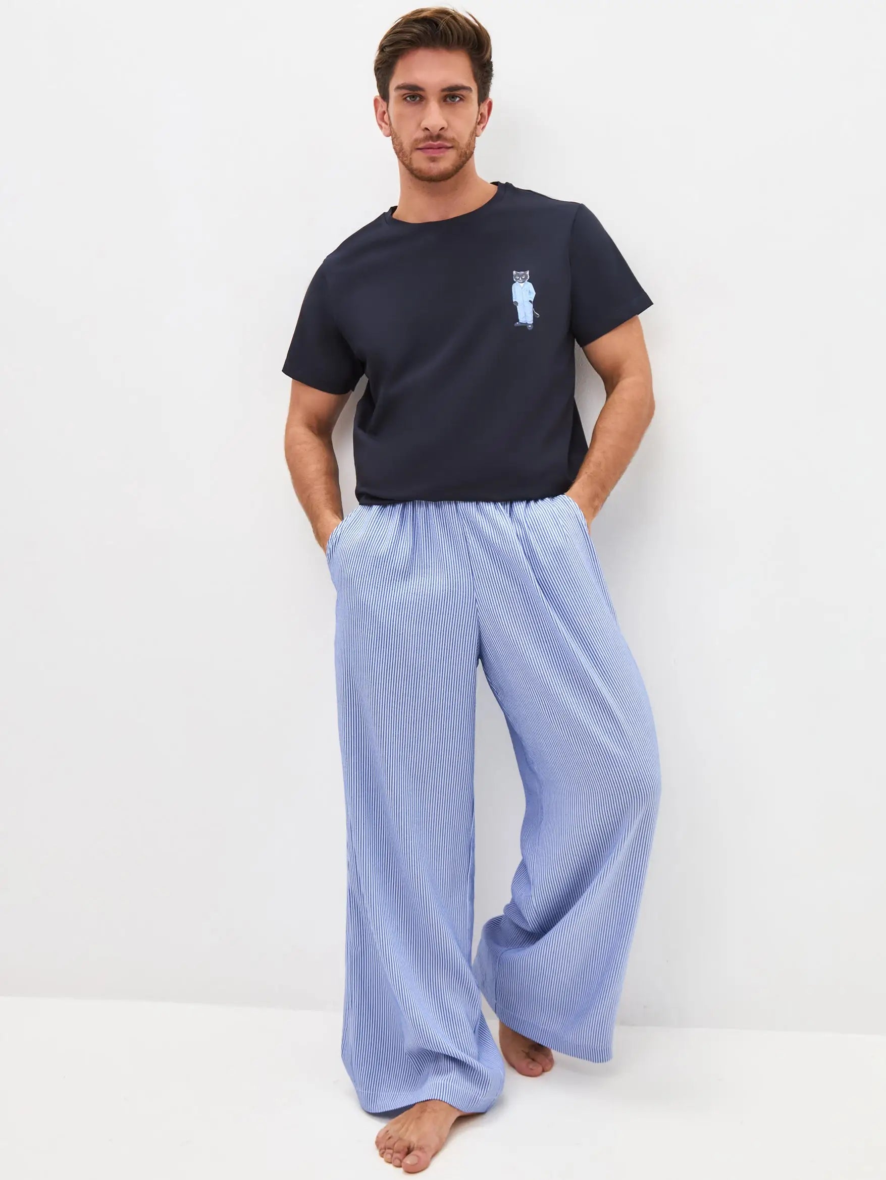 Blue pajamas catsleepm - Funny Cat Loungewear | For Cat Lovers | CAT by maniita lacitta