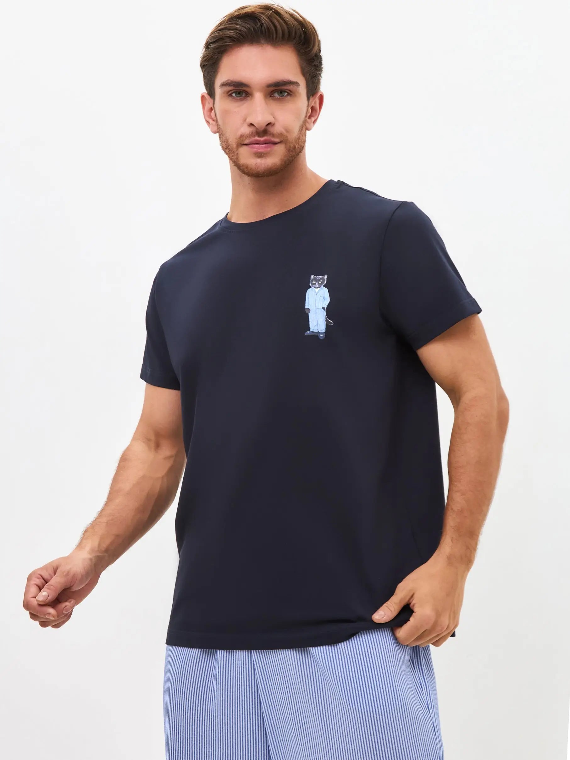 Blue pajamas catsleepm - Funny Cat Loungewear | For Cat Lovers | CAT by maniita lacitta