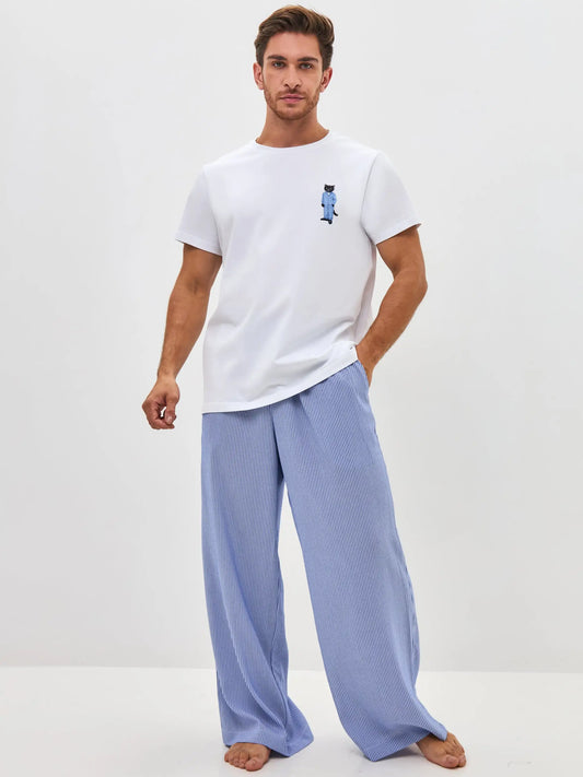 Blue pajamas catsleepm - Funny Cat Loungewear | For Cat Lovers | CAT by maniita lacitta