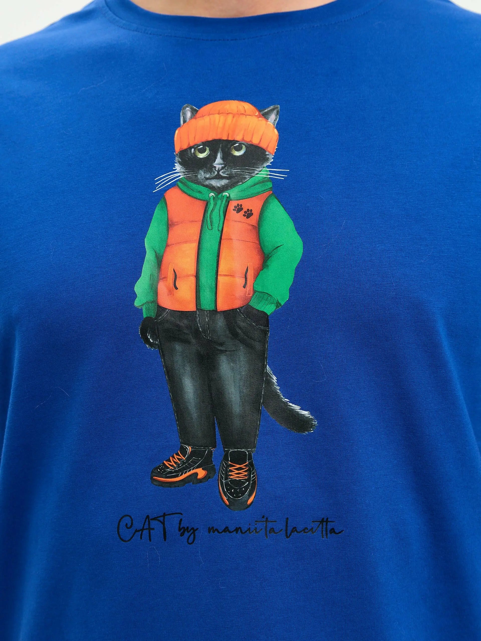 Blue printed t-shirt hoodie cat - Funny Cat T-shirt | For Cat Lovers | CAT by maniita lacitta