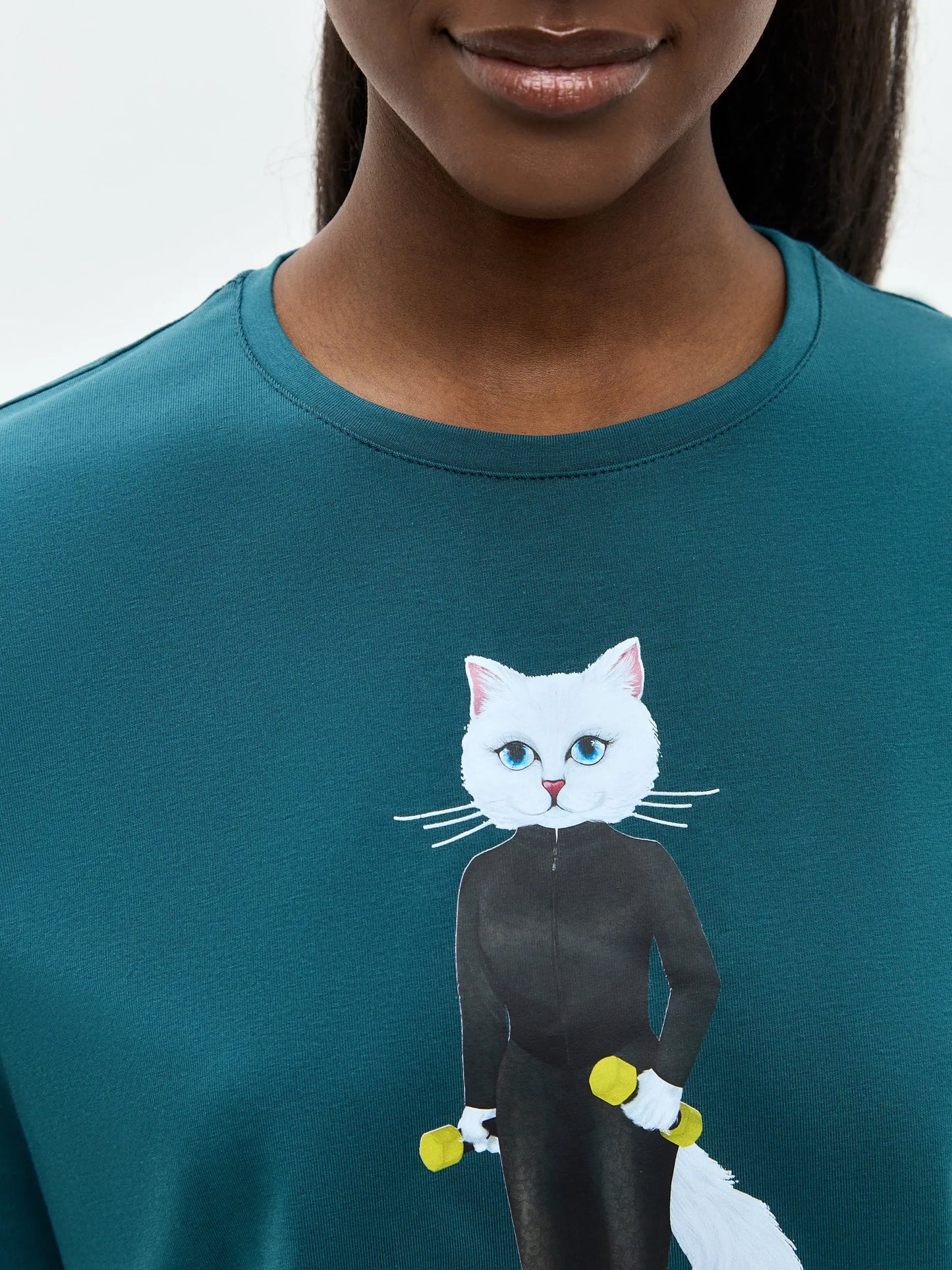Blue short oversized t-shirt sport cat - Funny Cat T-shirt | For Cat Lovers | CAT by maniita lacitta