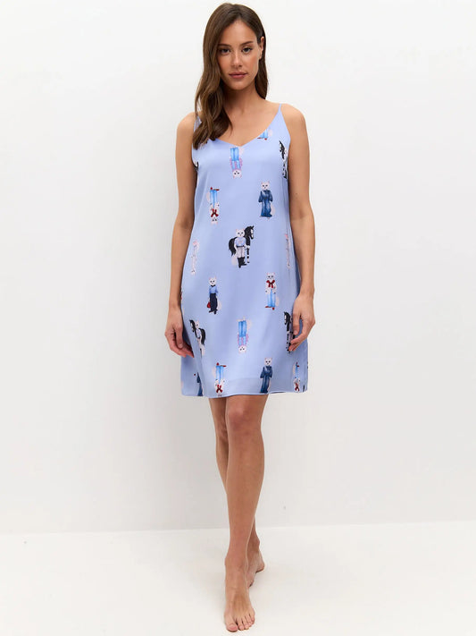 Blue silk loungewear - Funny Cat Loungewear | For Cat Lovers | CAT by maniita lacitta