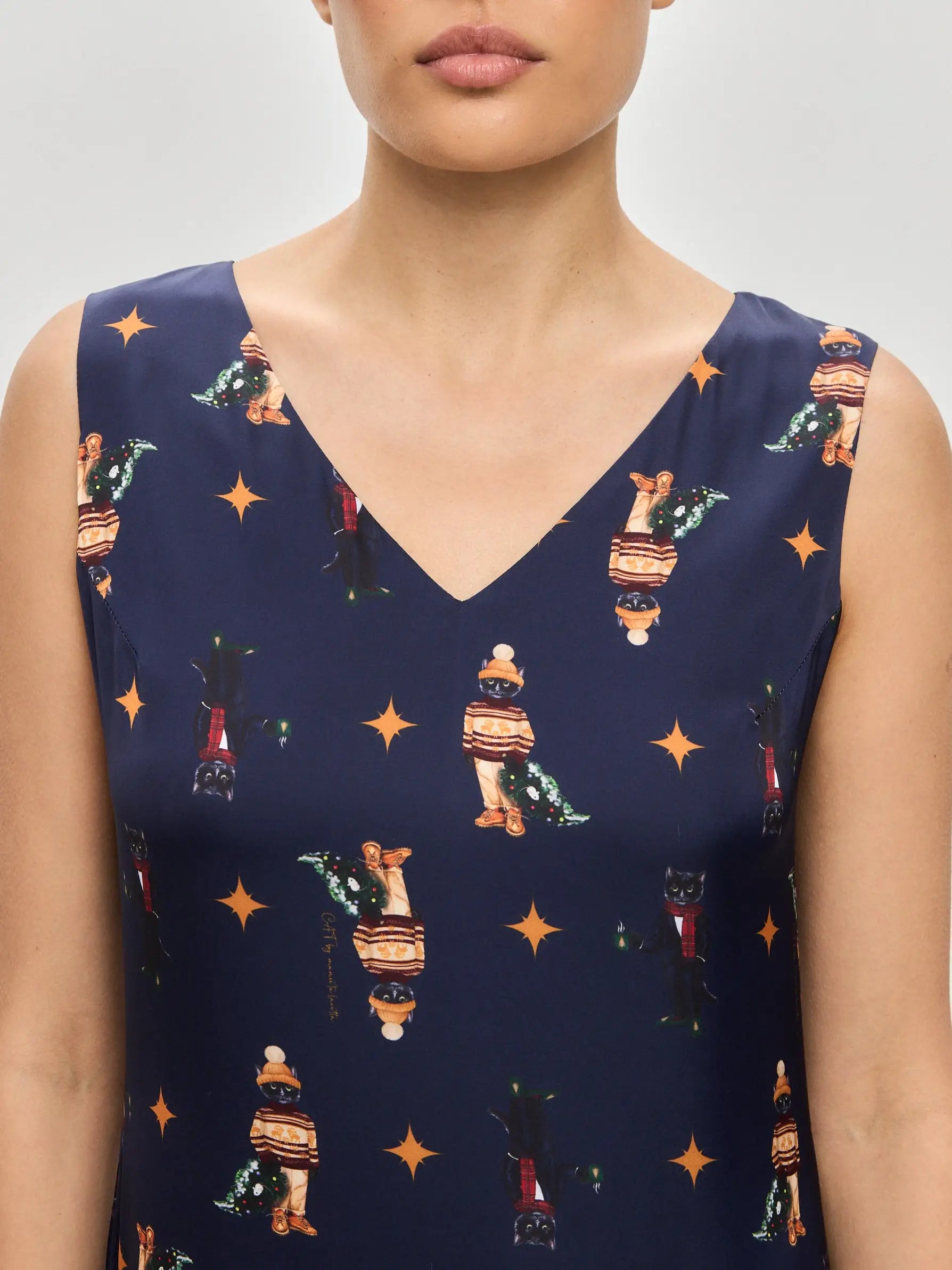 Blue silk loungewear - Funny Cat Loungewear | For Cat Lovers | CAT by maniita lacitta