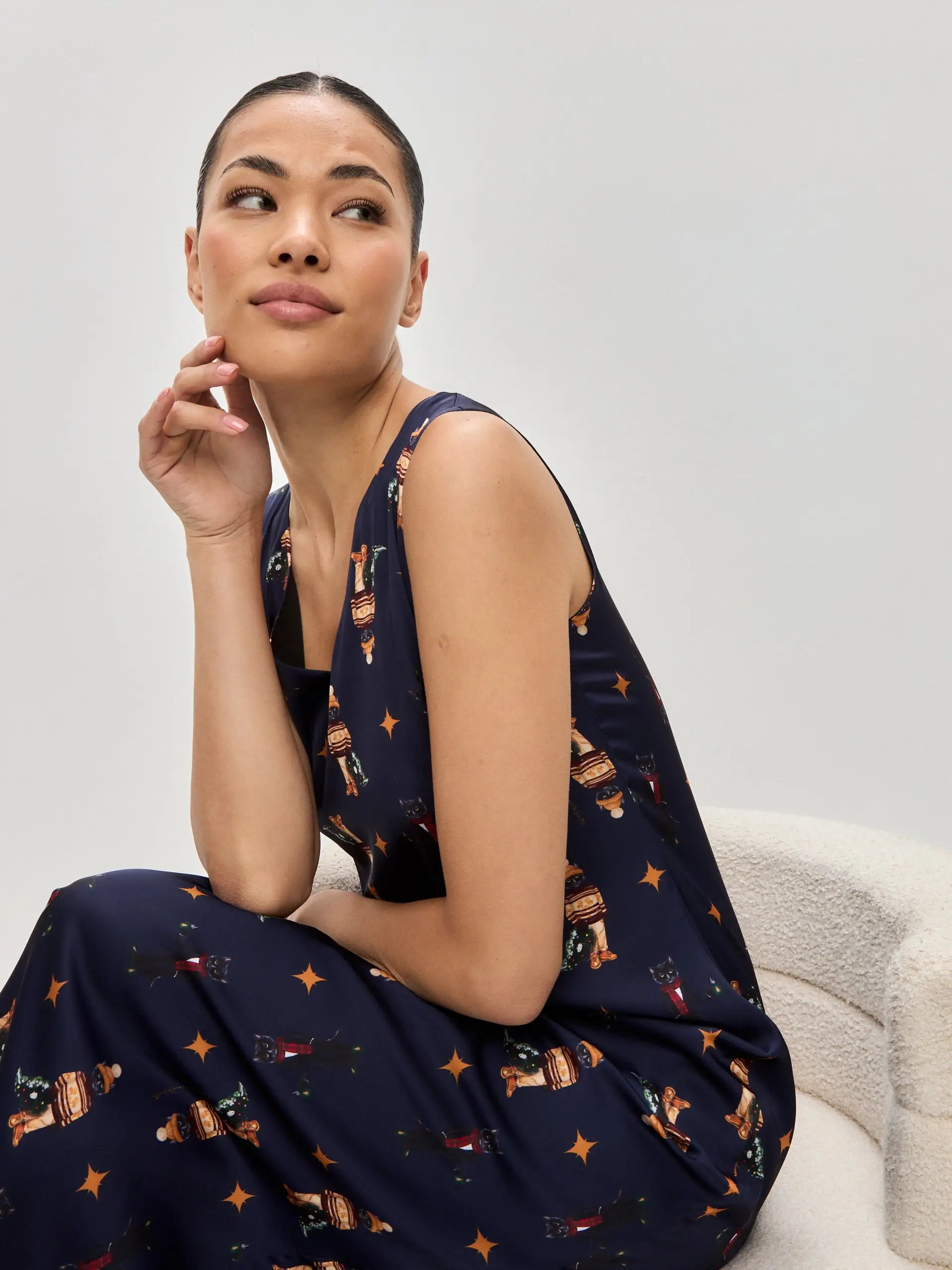 Blue silk loungewear - Funny Cat Loungewear | For Cat Lovers | CAT by maniita lacitta