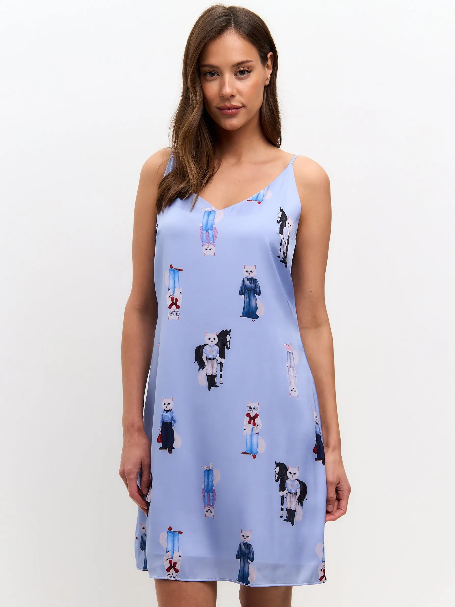 Blue silk loungewear - Funny Cat Loungewear | For Cat Lovers | CAT by maniita lacitta