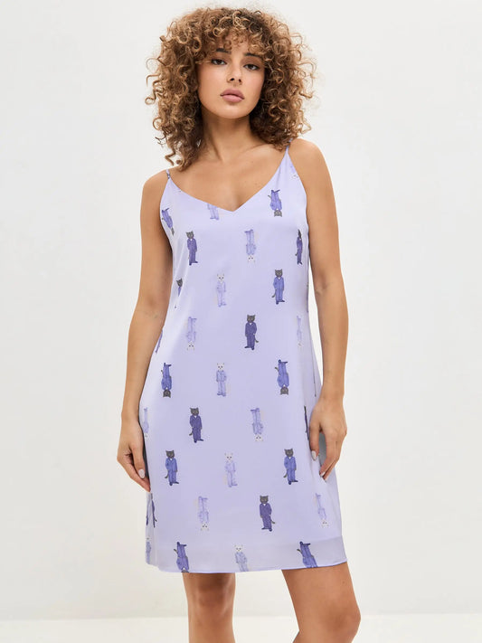 Blue silk loungewear - Funny Cat Loungewear | For Cat Lovers | CAT by maniita lacitta