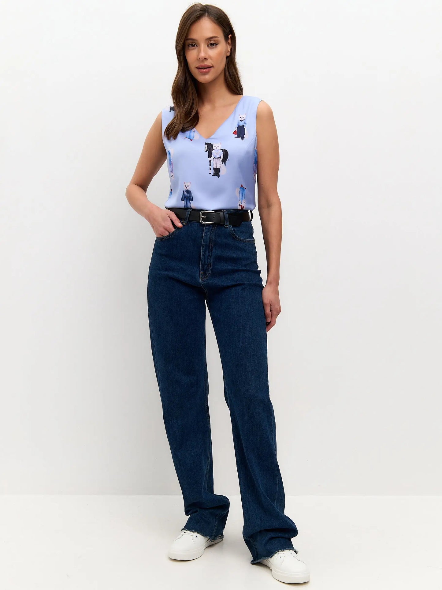 Blue silk top cat - Funny Cat Silk top | For Cat Lovers | CAT by maniita lacitta