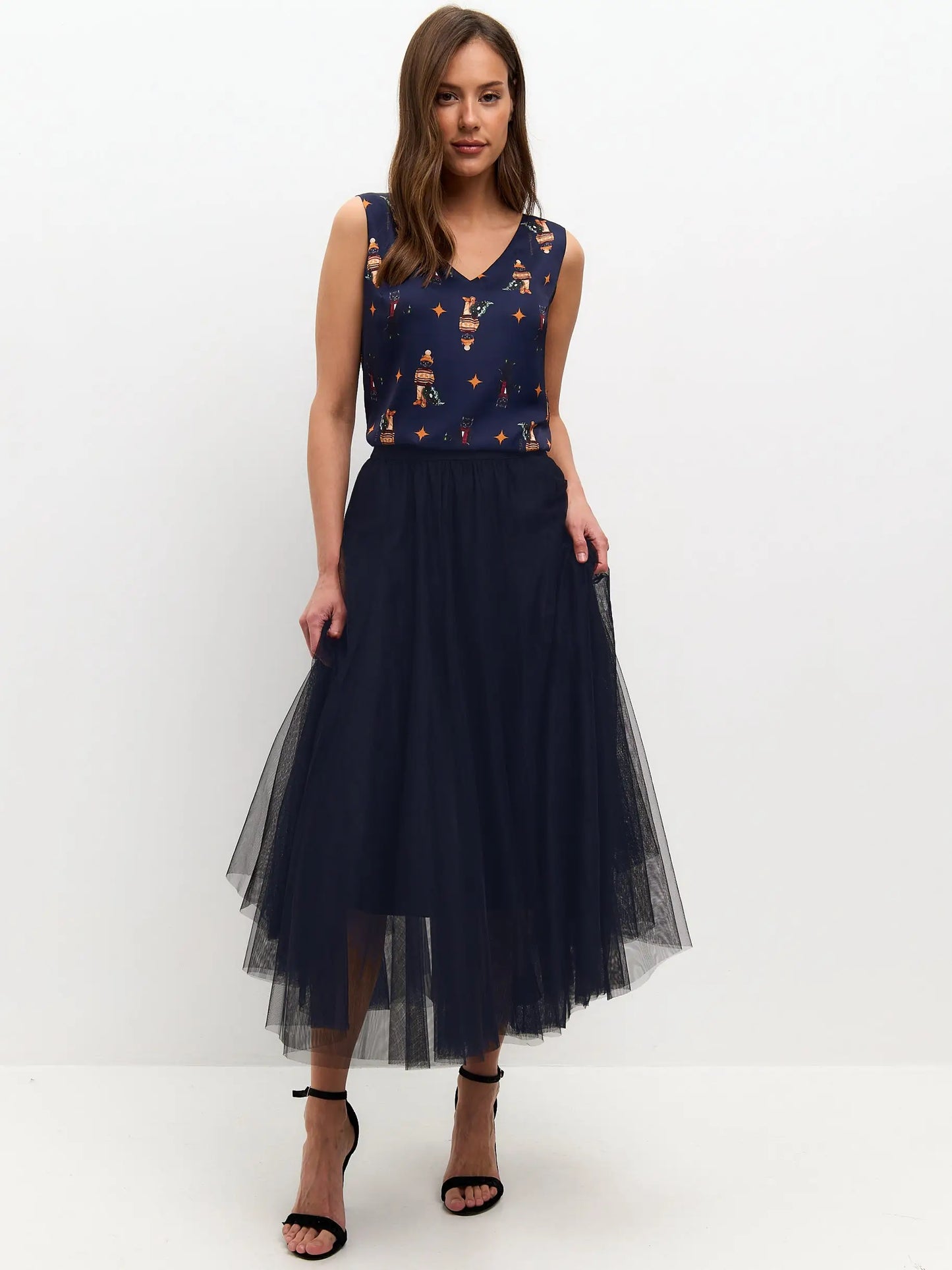 Blue silk top cat - Funny Cat Silk top | For Cat Lovers | CAT by maniita lacitta