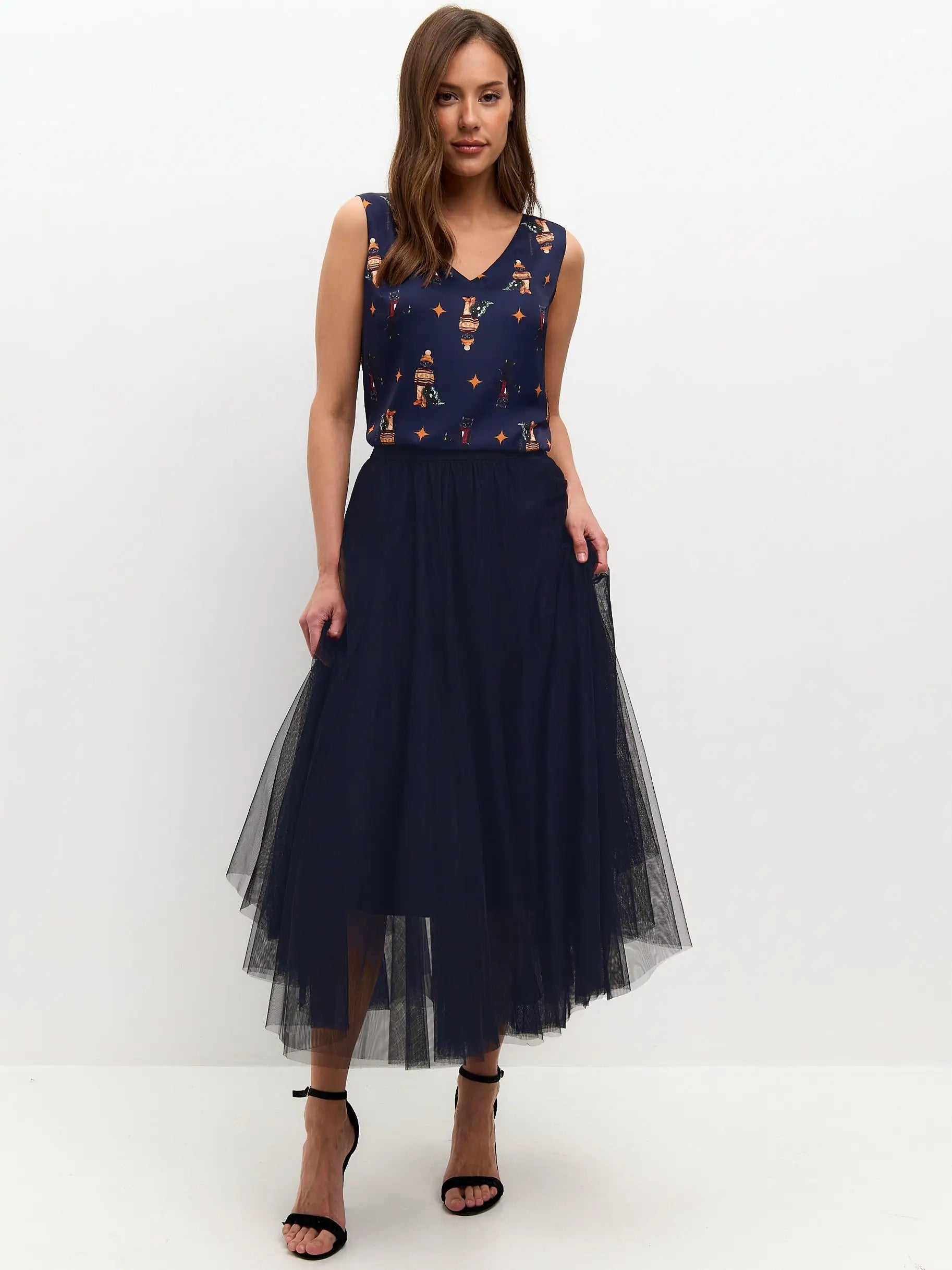 Blue silk top cat - Funny Cat Silk top | For Cat Lovers | CAT by maniita lacitta