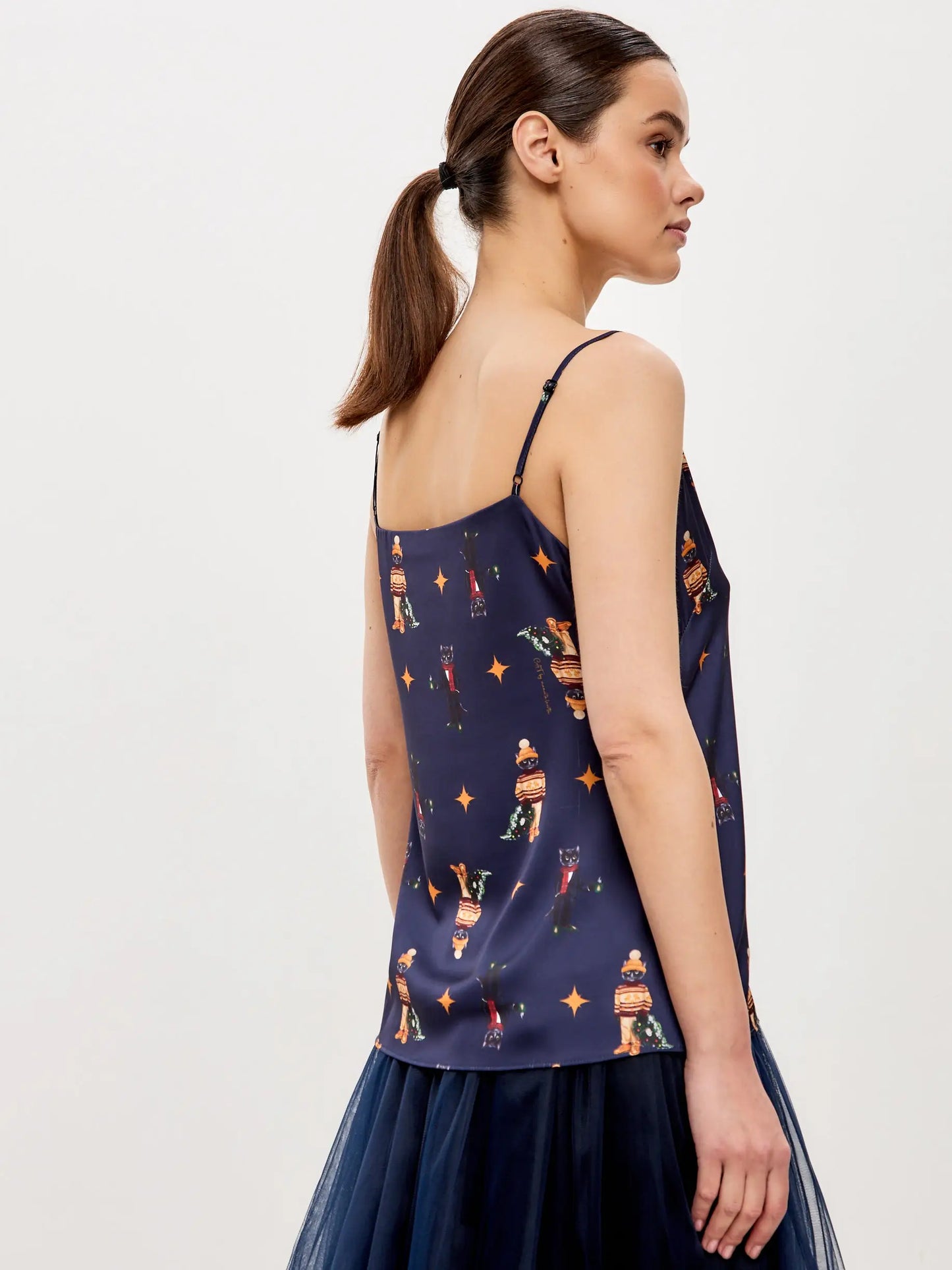 Blue silk top cat - Funny Cat Silk top | For Cat Lovers | CAT by maniita lacitta