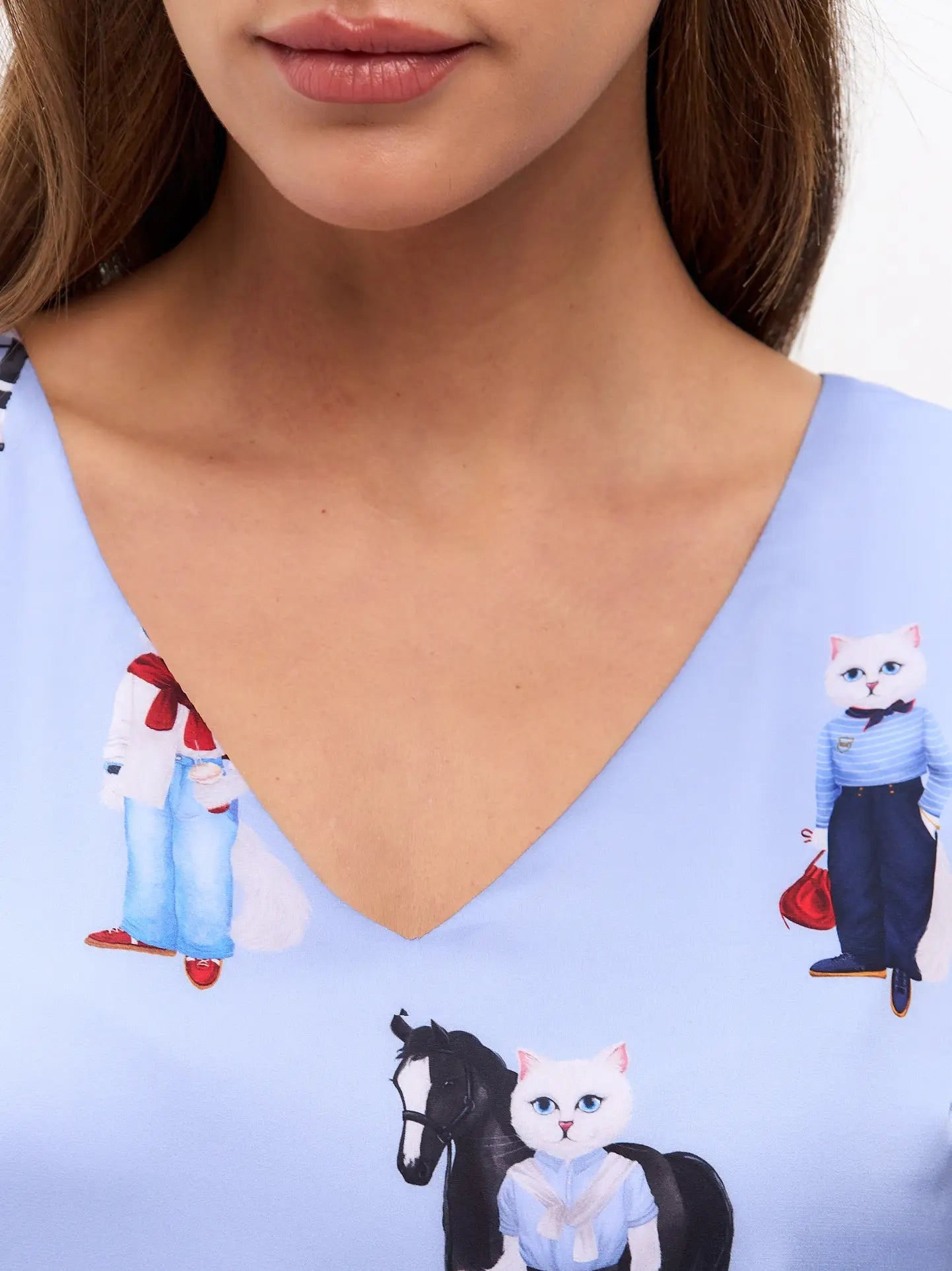 Blue silk top cat - Funny Cat Silk top | For Cat Lovers | CAT by maniita lacitta