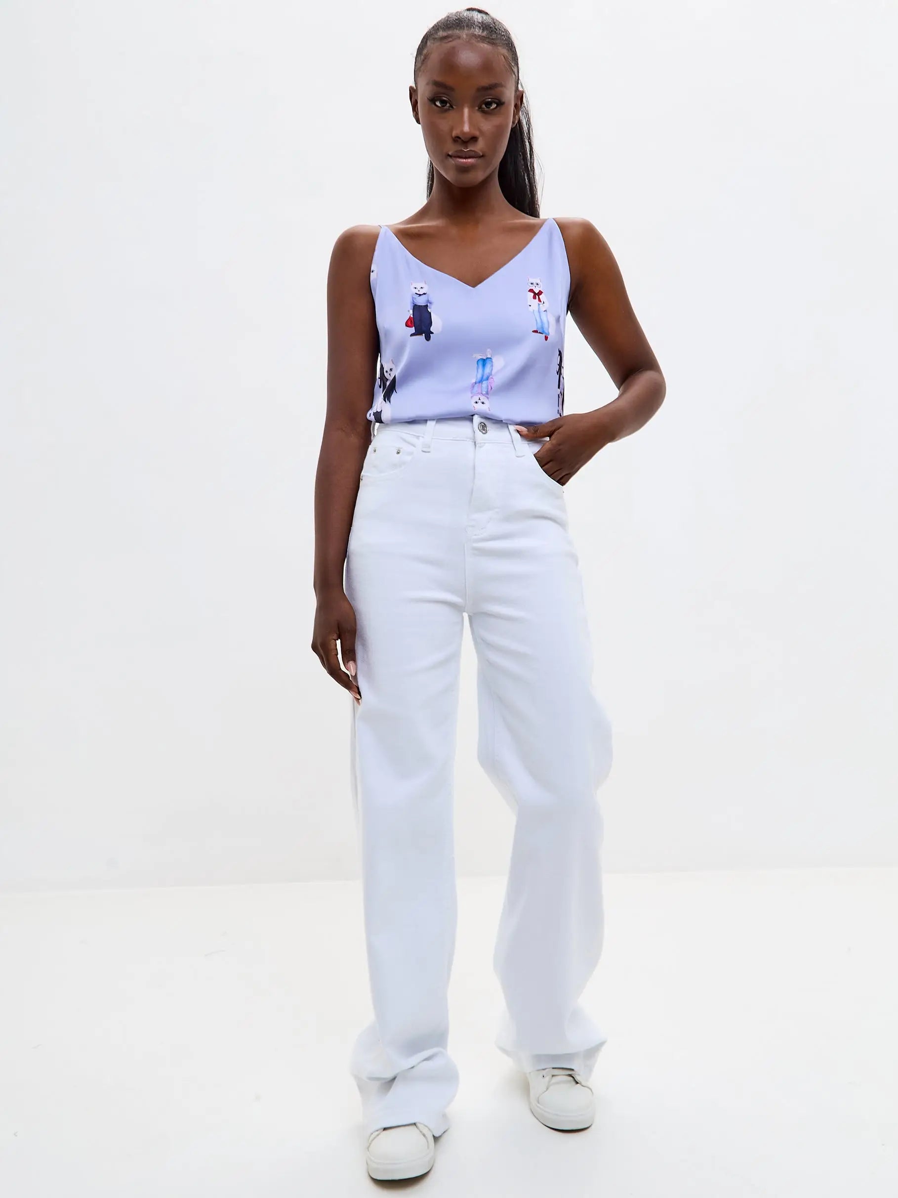 Blue silk top cat - Funny Cat Silk top | For Cat Lovers | CAT by maniita lacitta