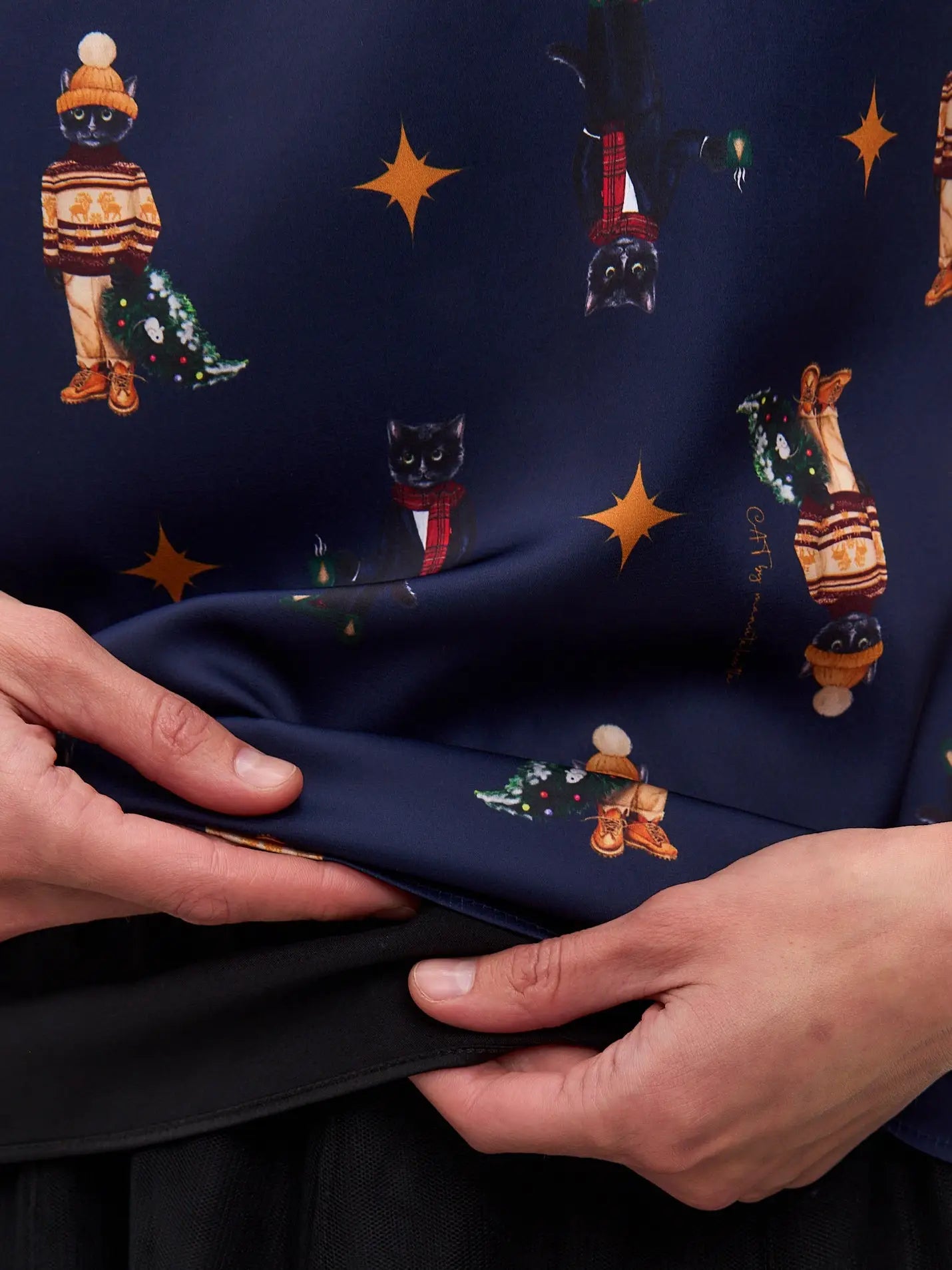 Blue silk top cat - Funny Cat Silk top | For Cat Lovers | CAT by maniita lacitta