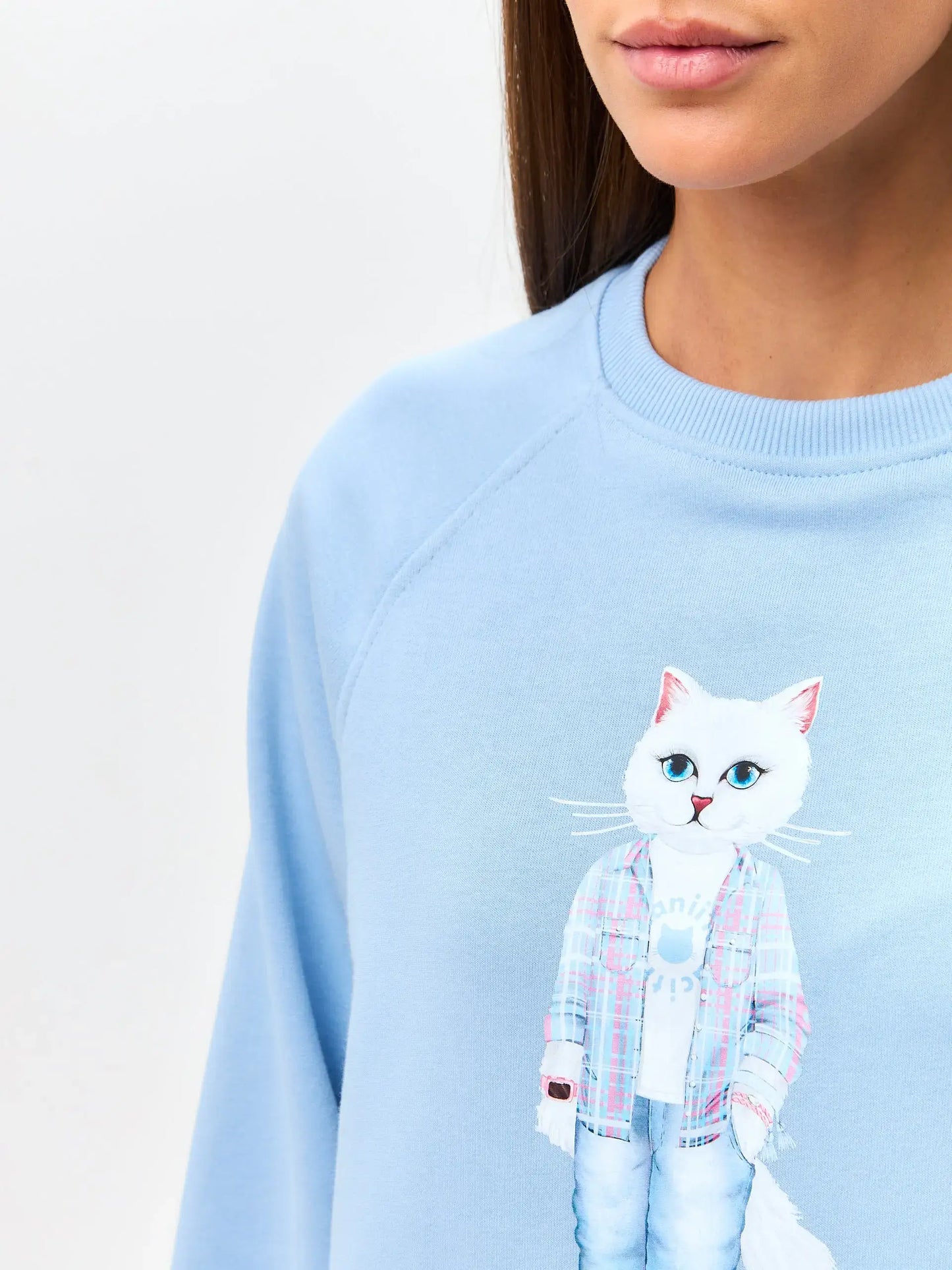 Blue sweatshirt white country cat - Funny Cat Hoodie & sweatshirt | For Cat Lovers | CAT by maniita