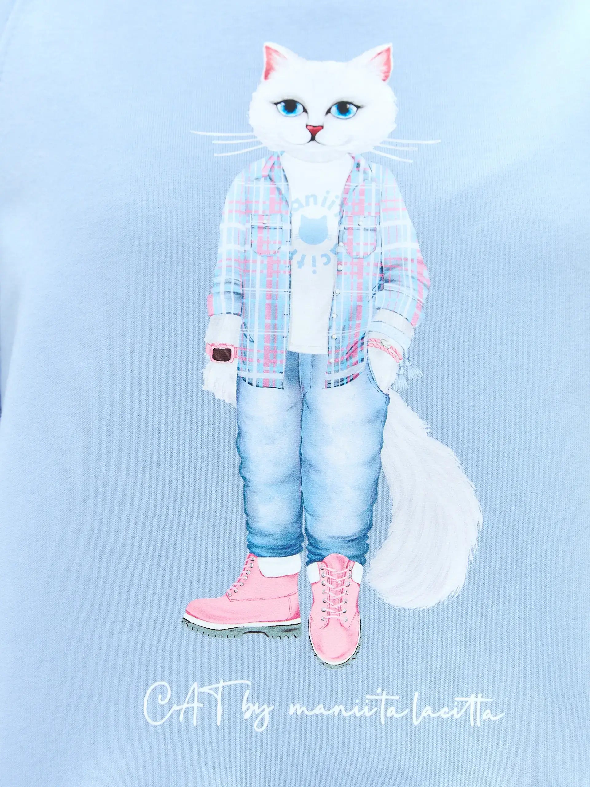 Blue sweatshirt white country cat - Funny Cat Hoodie & sweatshirt | For Cat Lovers | CAT by maniita
