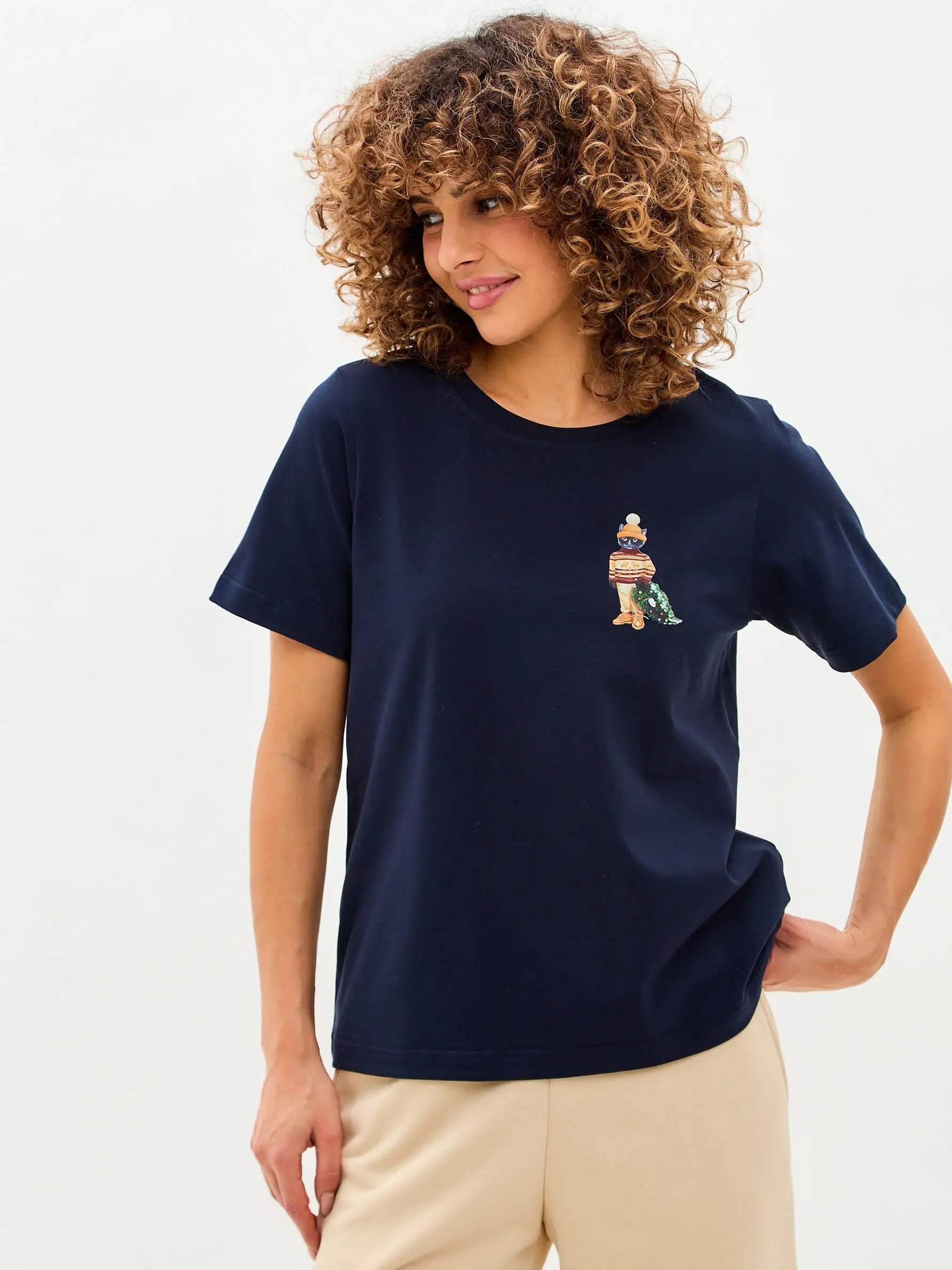 Blue t-shirt christmas cat - Funny Cat T-shirt | For Cat Lovers | CAT by maniita lacitta