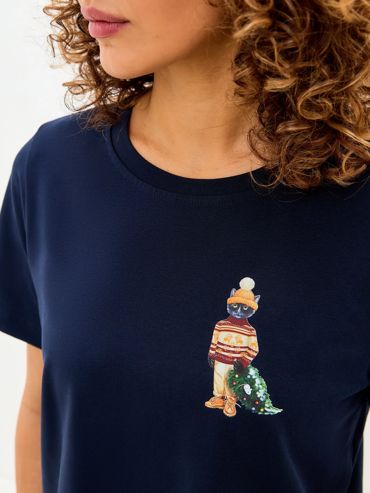 Blue t-shirt christmas cat - Funny Cat T-shirt | For Cat Lovers | CAT by maniita lacitta