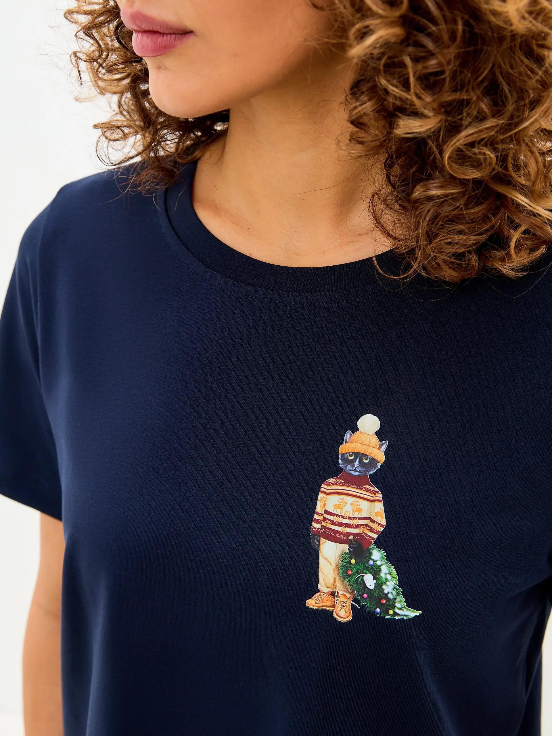 Blue t-shirt christmas cat - Funny Cat T-shirt | For Cat Lovers | CAT by maniita lacitta