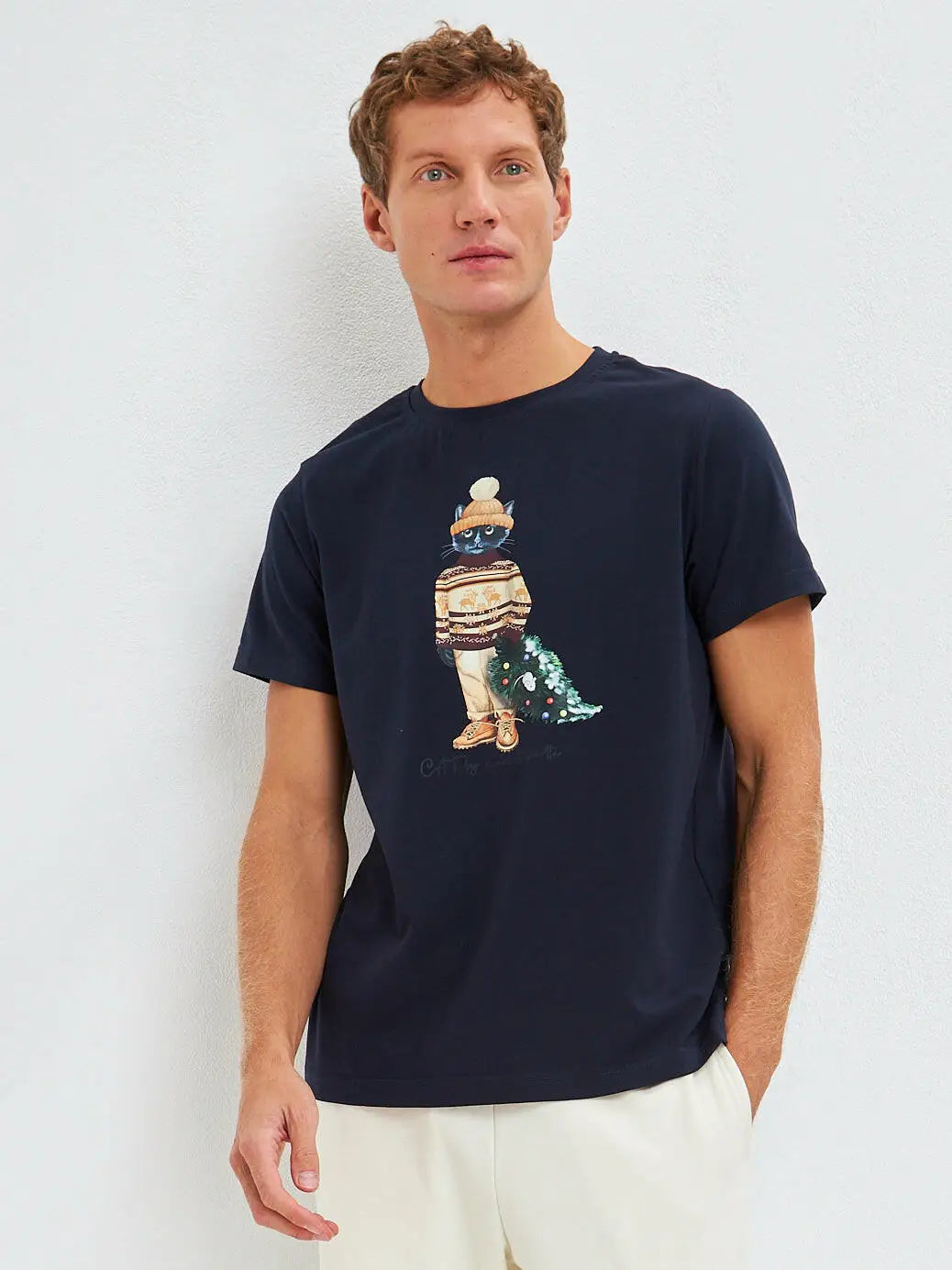 Blue t-shirt christmas cat - Funny Cat T-shirt | For Cat Lovers | CAT by maniita lacitta