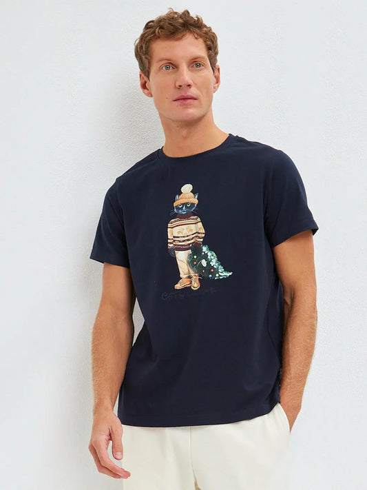 Blue t-shirt christmas cat - Funny Cat T-shirt | For Cat Lovers | CAT by maniita lacitta