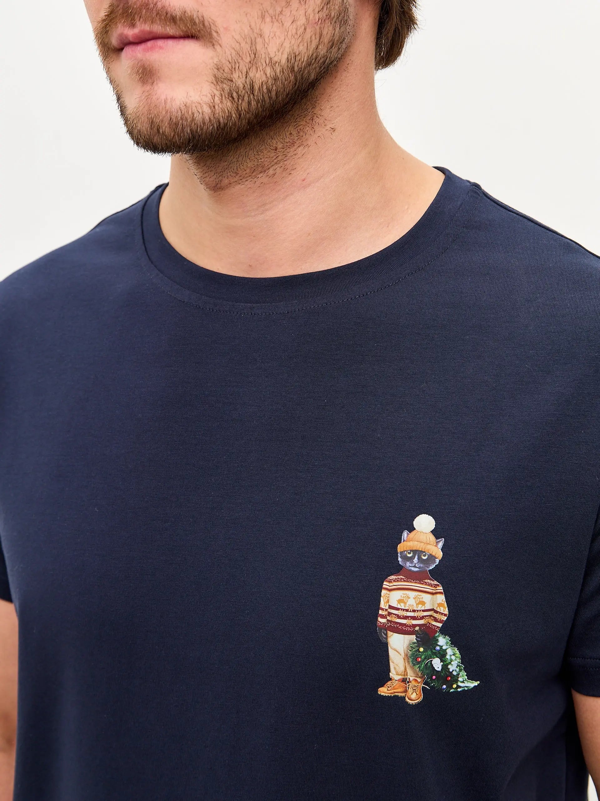 Blue t-shirt christmas cat - Funny Cat T-shirt | For Cat Lovers | CAT by maniita lacitta