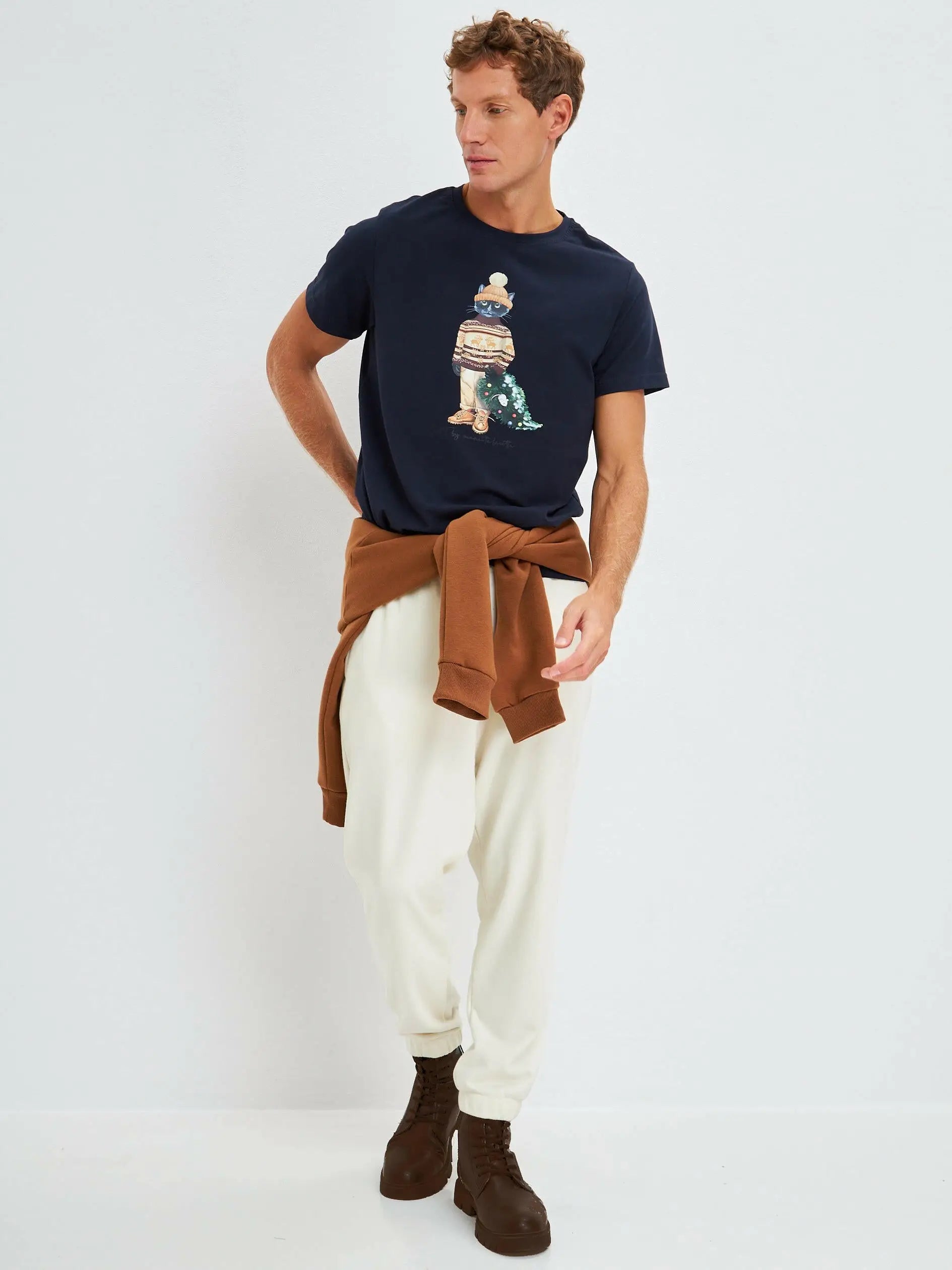 Blue t-shirt christmas cat - Funny Cat T-shirt | For Cat Lovers | CAT by maniita lacitta