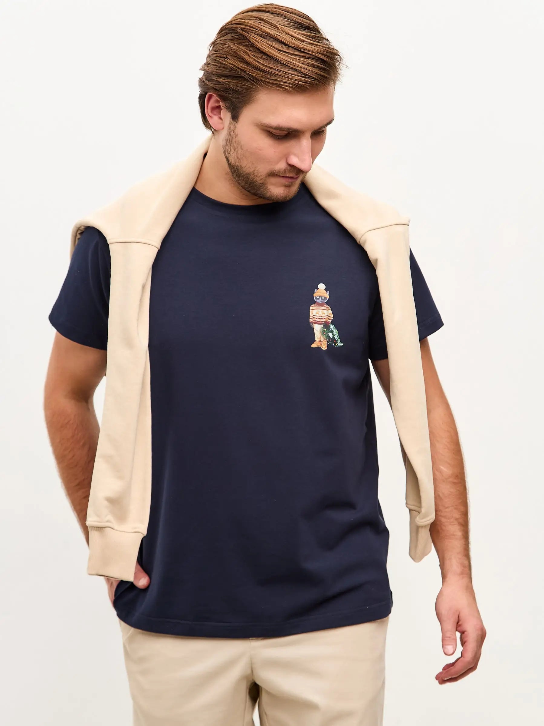 Blue t-shirt christmas cat - Funny Cat T-shirt | For Cat Lovers | CAT by maniita lacitta