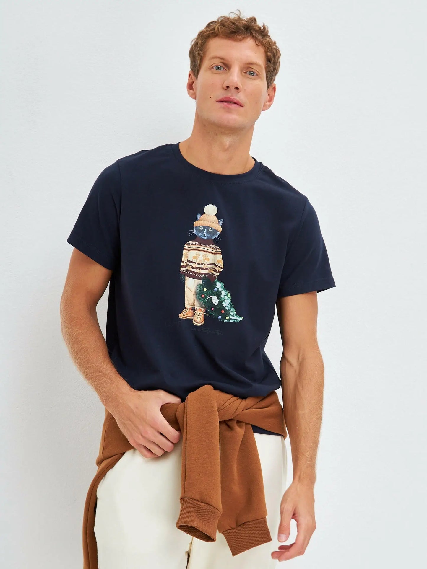 Blue t-shirt christmas cat - Funny Cat T-shirt | For Cat Lovers | CAT by maniita lacitta