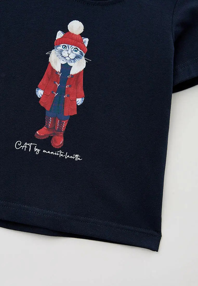 Blue t-shirt christmas kitty - Funny Cat T-shirt | For Cat Lovers | CAT by maniita lacitta