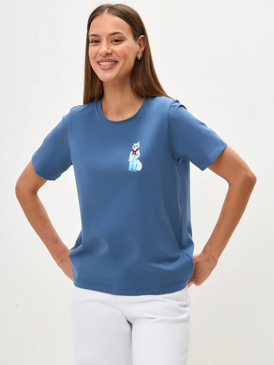 Blue t-shirt coffee cat - Funny Cat T-shirt | For Cat Lovers | CAT by maniita lacitta